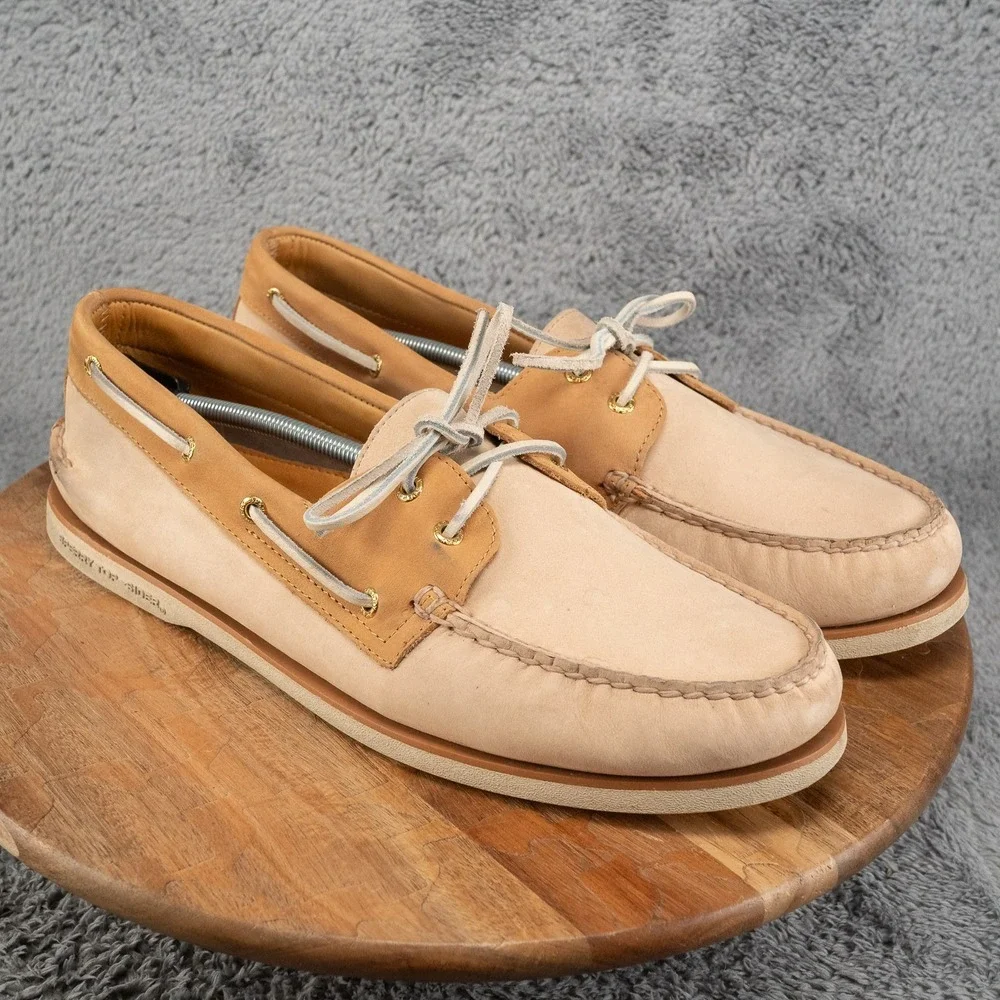 Sperry Gold Cup Boat Shoes Mens 15 M A/O 2-Eye 2-Tone Cream Leather Preppy